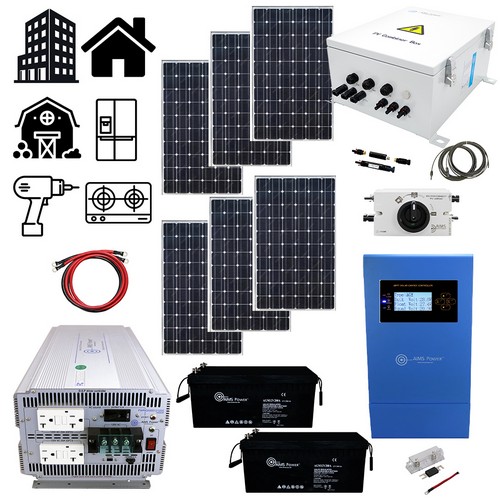 (image for) Aims Power, HCIRONWOOD, Solar 1140 Watt, Inverter 5000 Watt & 7.98 kWh 24V Battery | Complete Solar Power Kit for Off-Grid Living